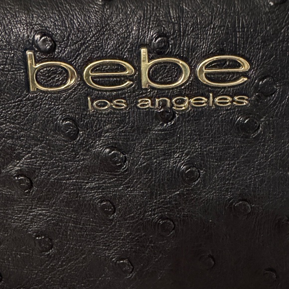 Bebe Clarita Ostrich Black Women's Wallet - Picture 3 of 6